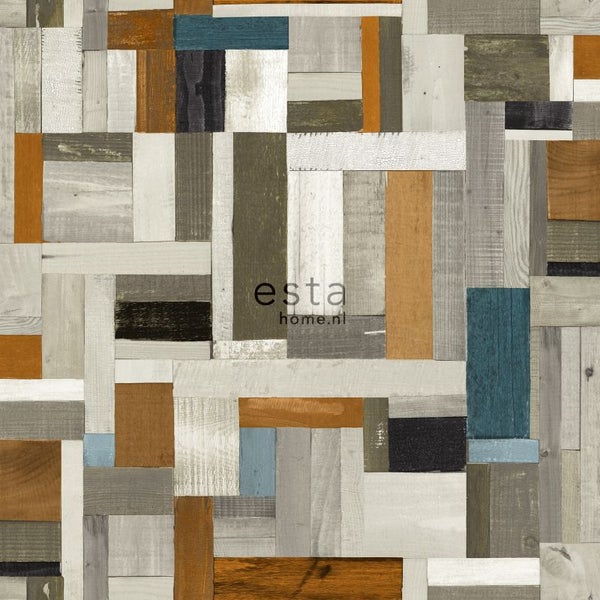 Tapete mit Holzpatchworkmuster