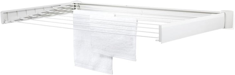 Leifheit Wandtrockner Telegant 72 Protect, 7,20m Wäscheleine für kleine Haushalte, platzsparender Trockner, Wäschereck mit Wandmontage, drinnen & draußen, Wäschetrockner für die Wäsche zwischendurch