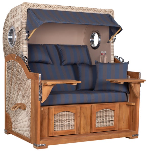 Strandkorb Rantum Grande Teak PE shell Dessin 582