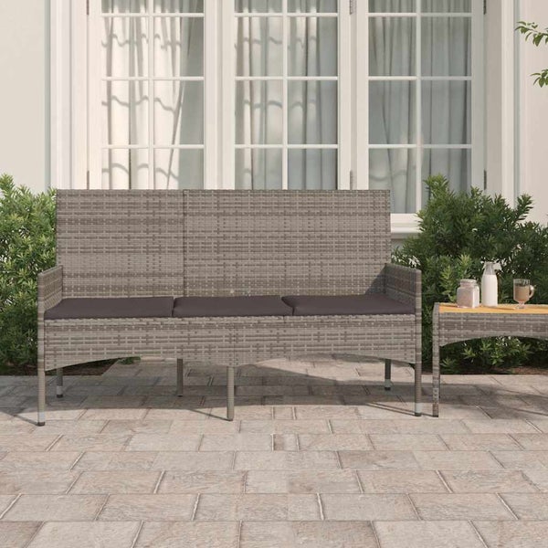 Gartenbank aus Polyrattan mit Kissen