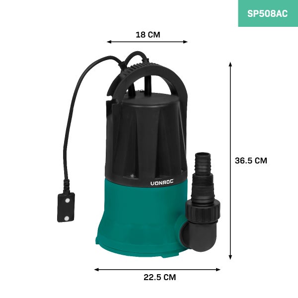 VONROC Tauchpumpe Reinwasserpumpe - Wasserpumpe für Keller - Flachsaugend - Gartenpumpe für sauberes Wasser mit Schwimmer (400W - 6000l/h)