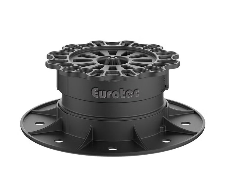 Eurotec Stelzlager für Terrassenbau, höhenverstellbarer Unterbau aus Kunststoff für den Aufbau von Terrassendielen oder Platten.