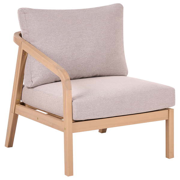 Loungesessel mit Holzgestell und gepolsterter Sitzfläche sowie Rückenlehne
