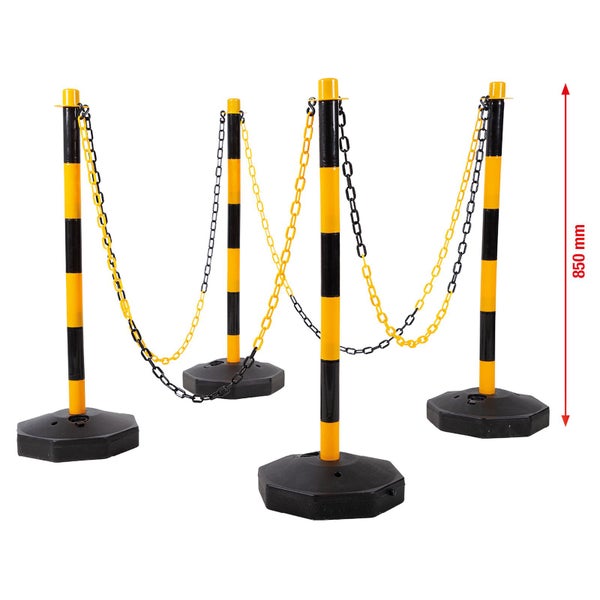 Absperrpfosten mit Ketten zur Baustellenabsicherung und Verkehrslenkung