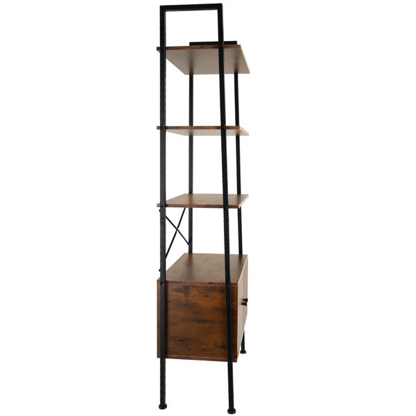 Leiterregal tectake Brentwood inklusive Kippschutz, 57,5 x 34 x 173 cm Industrial Style Industrial Holz dunkel, rustikal