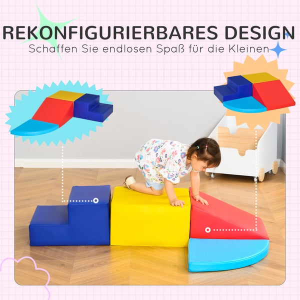 HOMCOM Schaumstoffbausteine, 45L x 45B x 25H cm, Kunstleder, EPE-Schaum, Blau