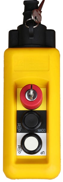 Gelbe Kransteuerung mit Schlüssel