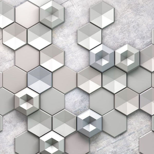 Sechseckige Wandfliesen auf einer Betonwand