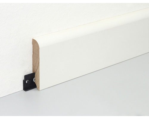 Sockelleiste Fichte/Kiefer weiß RAL9010 lackiert L0145L 18x80x2400 mm