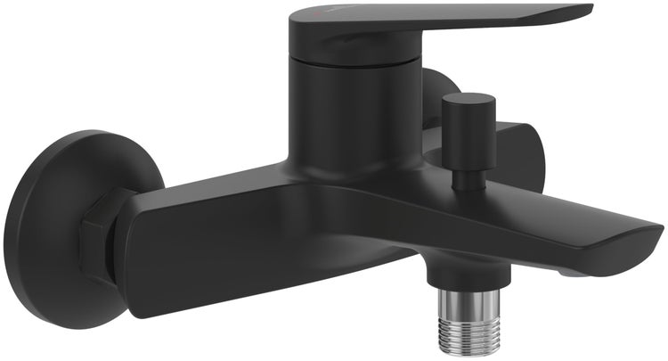 Schwarzer Badewannenmischer zur Wandmontage