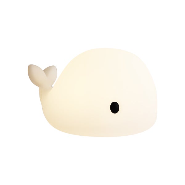 LED-Nachtlicht in Form eines Wals aus weichem Silikon für das Kinderzimmer.