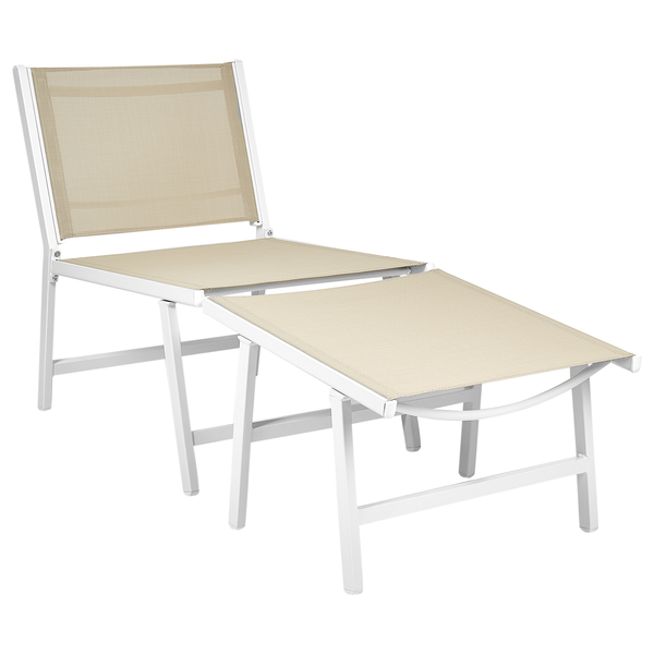 Gartenstuhl MARCEDDI mit Fußstütze Metall Weiß / Beige
