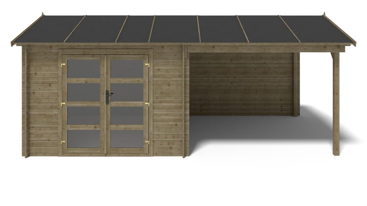 Gartenhaus, Gerätehaus 17,40m2 - 5,79x3m - 28mm - Imprägniert