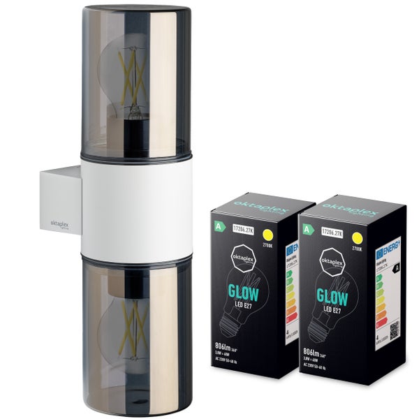 Oktaplex Puno Dos Weiß inkl. 2x E27 Glow 3,8W 806lm 2700K - Klasse A