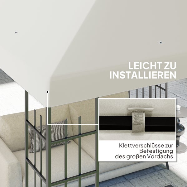 Outsunny Ersatzdach für Pavillon 3 x 3 m, wasserdicht Pavillondach, Ersatzbezug für Gartenpavillon, Ersatzteile aus Oxford-Stoff, 370 g/m², Hellgrau