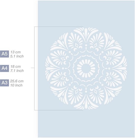 QBIX Mandala Schablone A5 Größe Kunststoff - Ausschnitt Durchmesser 12,5cm