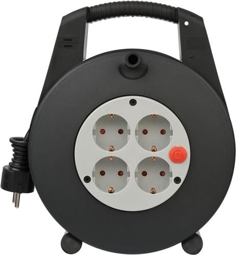 Kabeltrommel mit vier Steckdosen und Kabelaufroller