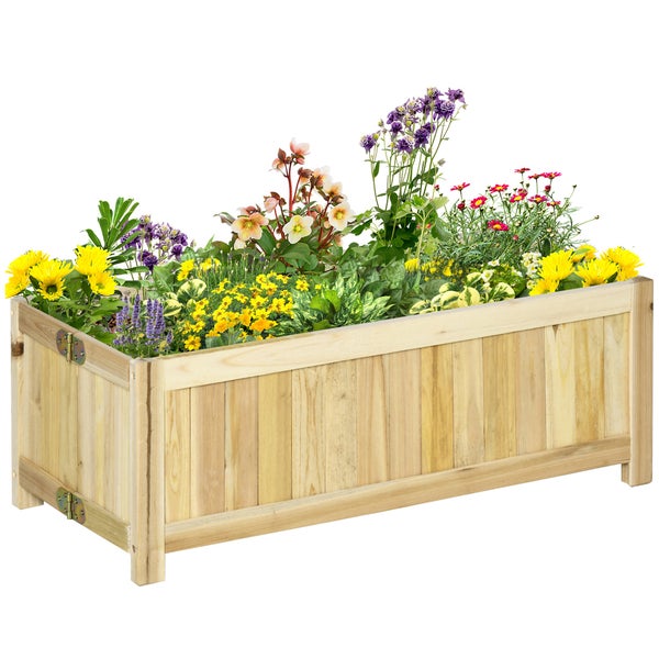 Outsunny Hochbeet, Klappbarer Pflanzkasten, Blumenkasten, Gemüsebeet für Garten, Terrasse und Balkon, aus Tannenholz, Natur, 70 x 30 x 25 cm