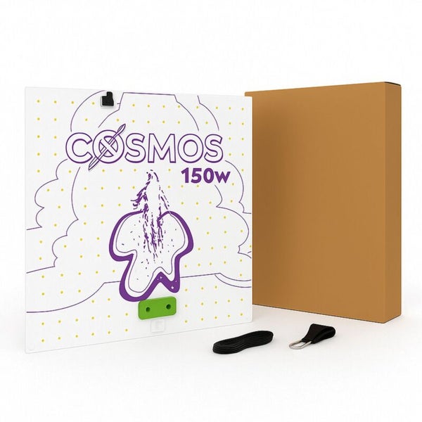 COSMOS 150 Watt LED Pflanzenlampe mit Verpackungskarton und Zubehör zur Aufhängung