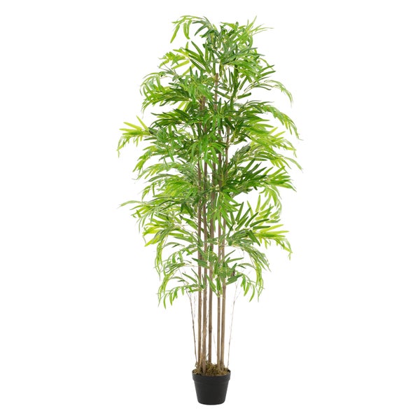 ML-Design Künstlicher Bambus 180 cm, Künstliche Pflanzen groß, Kunstpflanze mit Echtholzstamm, Fake Plastik Pflanze Dekoration im Topf für Indoor und Outdoor, Kunstbaum wie echt für Wohnzimmer Büro