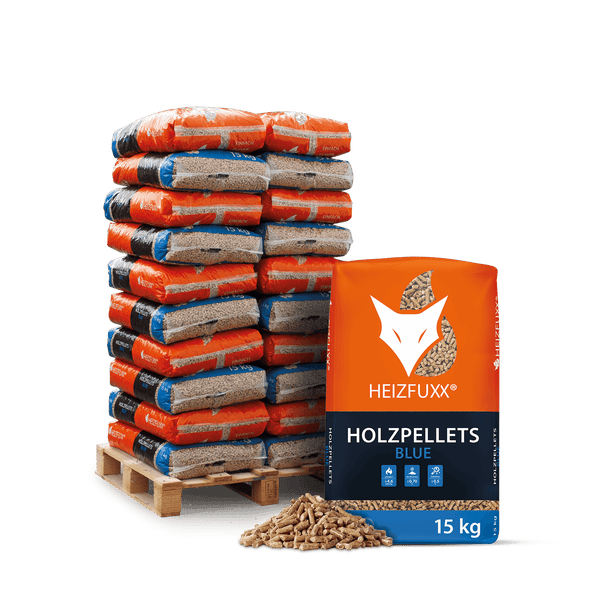 Heizfuxx Holzpellets Blue 15kg x 20 Sack 300kg Palette Weichholzpellets Enplus A1 Pellets