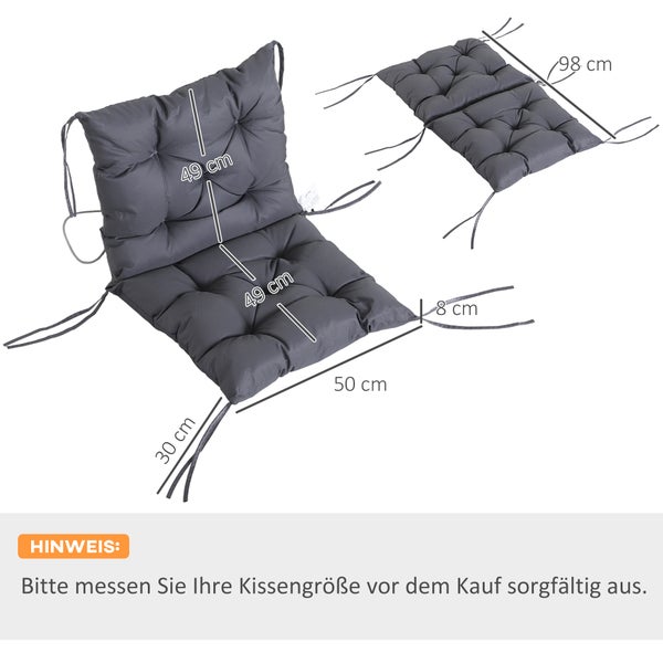 Outsunny 2er Set Auflage für Niederlehner, L98 x B50 x D8cm, Oxford, Schaumstoff, Grau