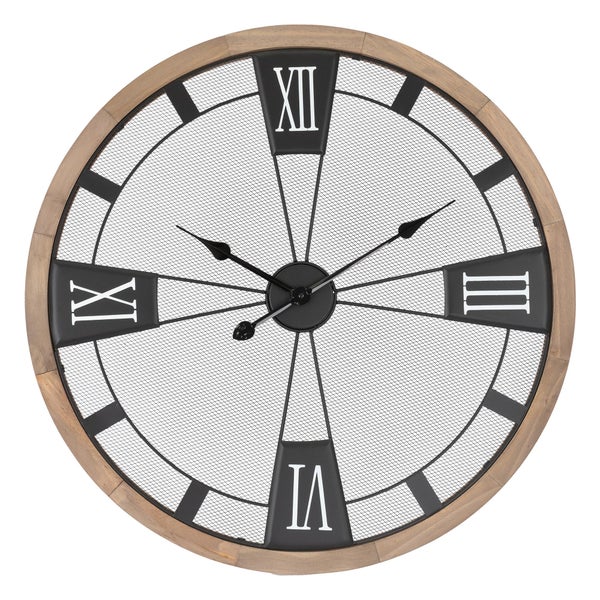 Wanduhr mit Holzrahmen und römischen Ziffern