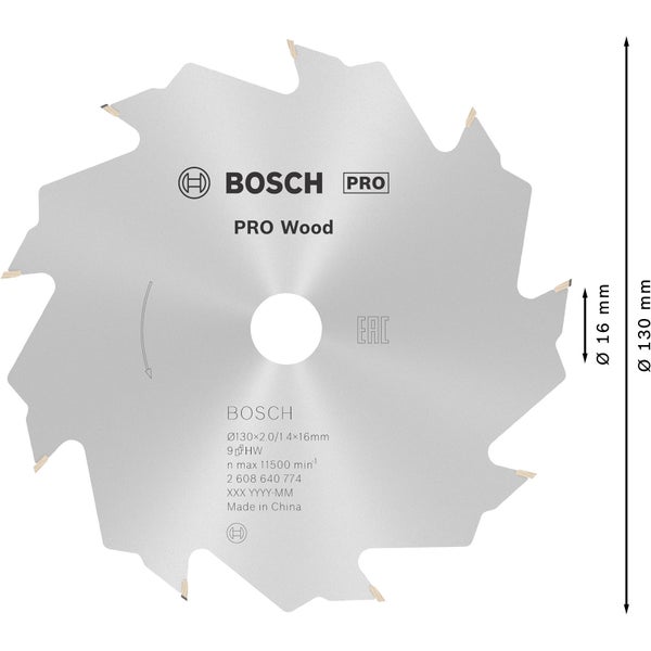 Bosch PRO Wood Kreissägeblatt 130 x 2 x 16 mm - 2608640774