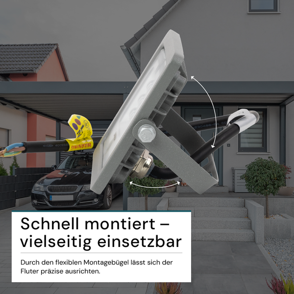 LED-Strahler mit flexiblem Montagebügel zur präzisen Ausrichtung