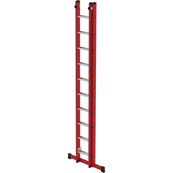Günzburger Steigtechnik Sprossen-Schiebeleiter 2tlg. GFK/Alu mit Standard-Traverse 2 x 10 Sprossen - 035510