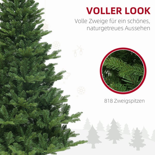 Künstlicher Weihnachtsbaum mit dichten Zweigen und 818 Zweigspitzen für ein naturgetreues Aussehen.