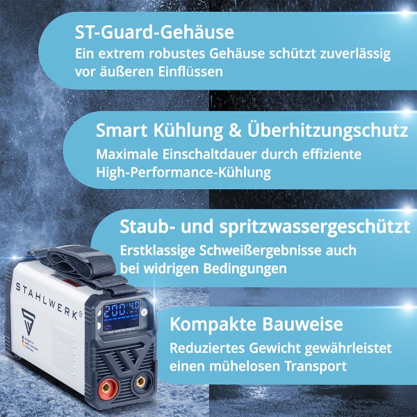 STAHLWERK Schweißgerät ARC 200 MD Digital - DC MMA Lift-TIG Inverter 200 Ampere