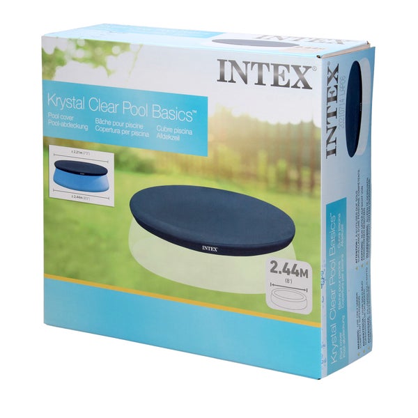 Intex Easy Set Pool Cover - Poolabdeckplane - Ø 244 cm rund - Dunkelblau - Reißfest - Für Easy Set Pools - Poolabdeckung Poolplane Pool Abdeckplane