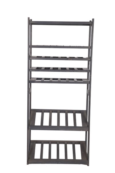 PROREGAL Getränkekisten- & Weinregal SPREEWALD HxBxT 163x70x33cm 18 Flaschen auf 3 Ebenen + 2 Ebenen für Kisten + 2 Ablagen Massives Kiefernholz Grau geölt