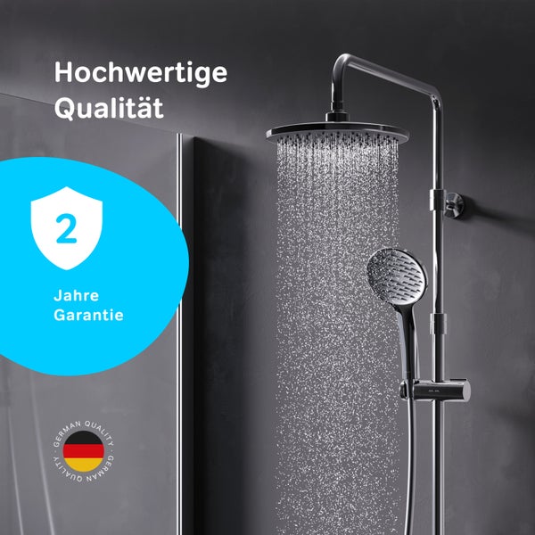 Brausegarnitur mit Kopf- und Handbrause mit zweijähriger Garantie und dem Siegel German Quality