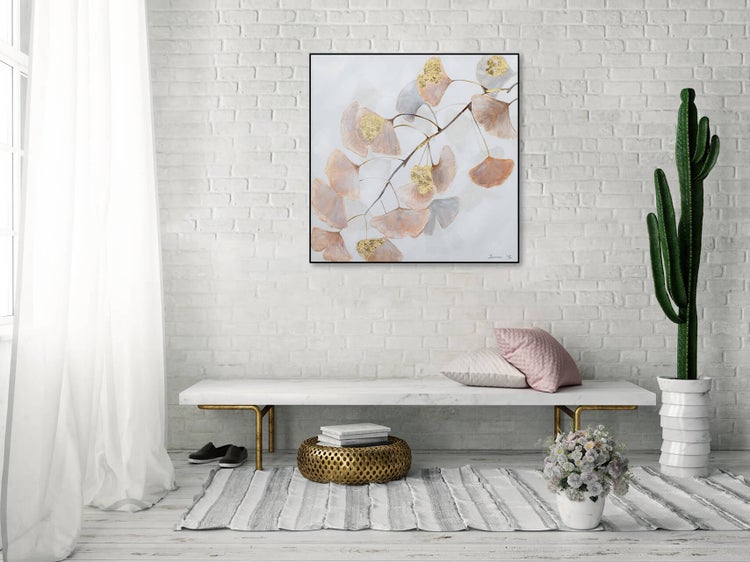 Handgemaltes Gemälde Acrylfarbe 80x80cm Beige