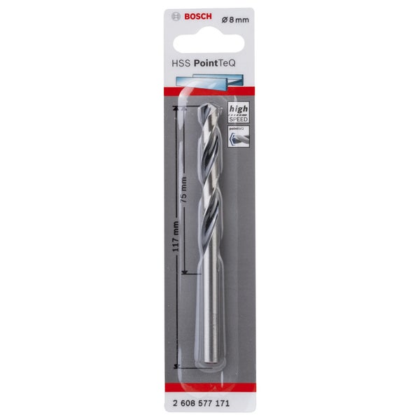 Bosch 1x HSS PointTeQ DIN 338 8 x 75 x 117 mm - 2608577171
