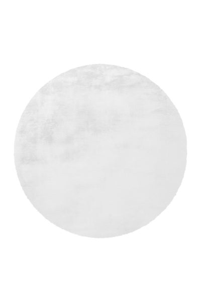 Runder weißer Hochflor-Teppich mit weicher Oberfläche