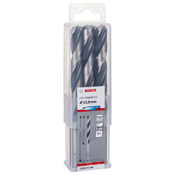 Bosch 5x HSS PointTeQ DIN 338 12,8 x 101 x 151 mm - 2608577296