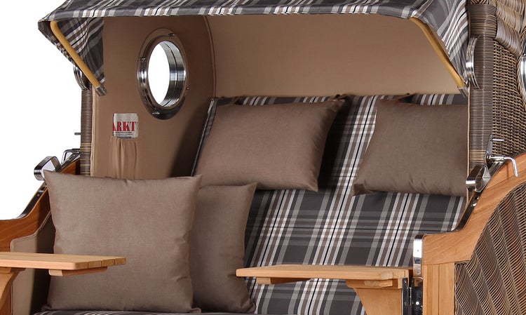 Strandkorb Rantum Grande Teak PE grey Dessin 522