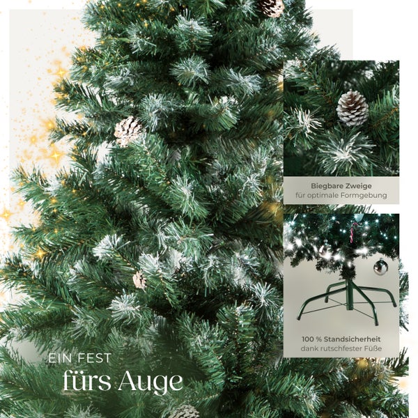Geschmückter Weihnachtsbaum mit biegbaren Zweigen und sicherem Standfuß