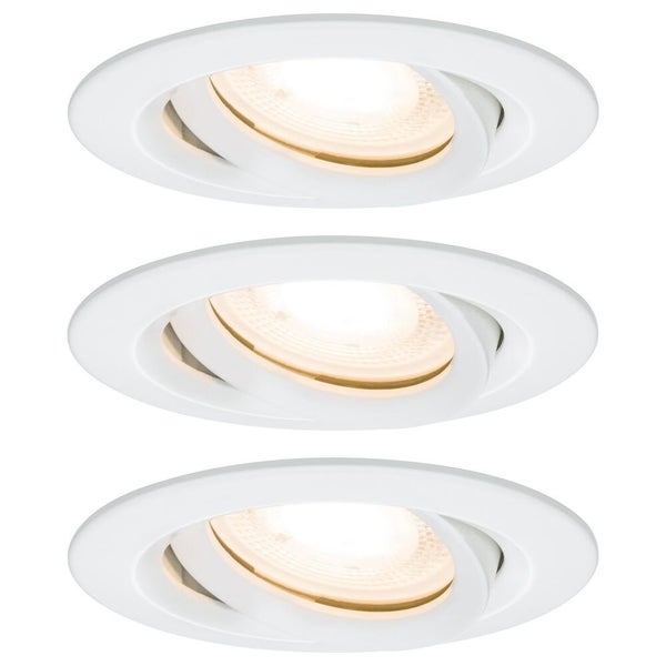 Premium LED Einbauspot Nova, schwenkbar, GU10, IP65, rund, weiß, 3er Set