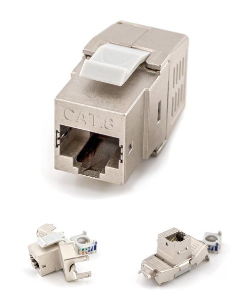 Cat. 8.1 Keystone Modul RJ45 Buchse 40Gbits 2000MHz STP Kupplung vollgeschirmt für AWG22-24 Verlegekabel Cat. 8, Cat. 7a, Cat. 7, Cat. 6, Cat. 6a, Cat. 5 und Netzwerk Patchpanel Patchfeld