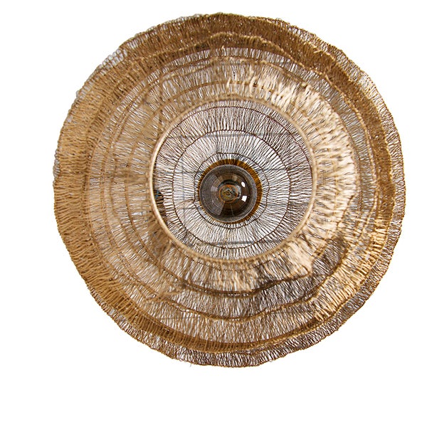 Runde Pendelleuchte aus Metallgeflecht mit zentraler Fassung