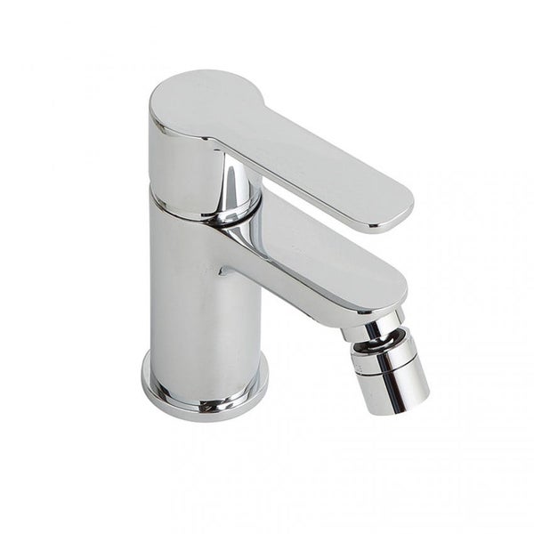 Einhebel-Bidetarmatur aus Metall mit verchromter Oberfläche zur Montage am Bidet.