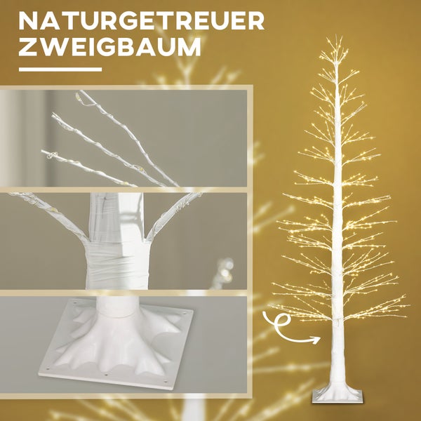 HOMCOM 180 cm Lichterbaum Kunstbaum mit 810 LED, LED Weihnachtsbaum, Weihnachtsdeko für Weihnachten, Geburtstag, Hochzeit, Indoor und Outdoor Weiß