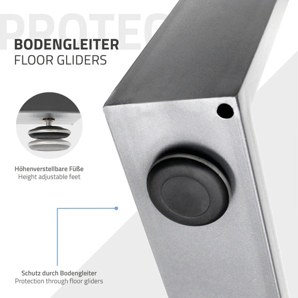 ECD Germany 2er Set Tischbeine 40x43 cm, Grau, Stahl pulverbeschichtet, Industriedesign, Vierkantprofil, Metall Tischkufen, Tischuntergestell Tischgestell Möbelfüße Bankkufen Bankgestell Bankbeine