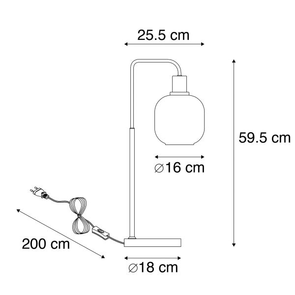 Dimensionsskizze der Tischleuchte mit einer Höhe von 59,5 cm
