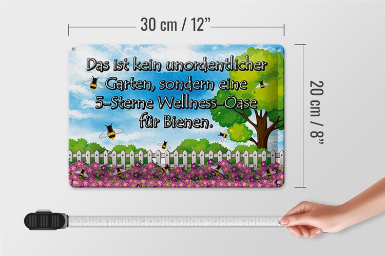 Blechschild Spruch 30x20cm kein Garten 5 Sterne Oase