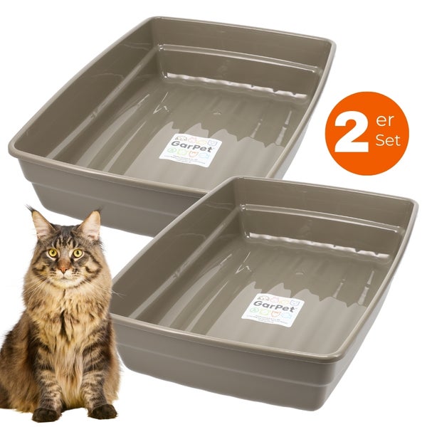 Zweiteiliges Katzentoiletten Set mit Katze